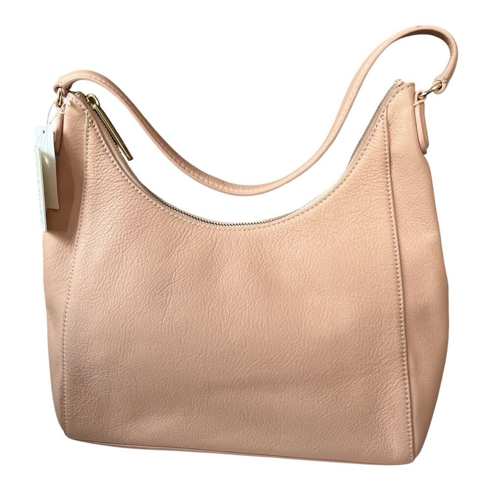 Talbots Leather Hobo Bag Large Slouchy Shoulder Purse Pebbled Pink 11 x 7-1/2"